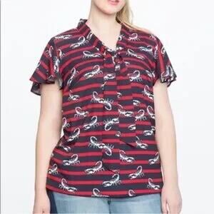Eloquii Scorpion Bow Flutter Sleeve Blouse sz 16